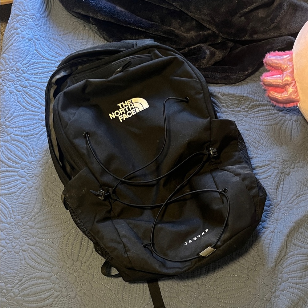 The North Face Men's Black Backpack with White Logo